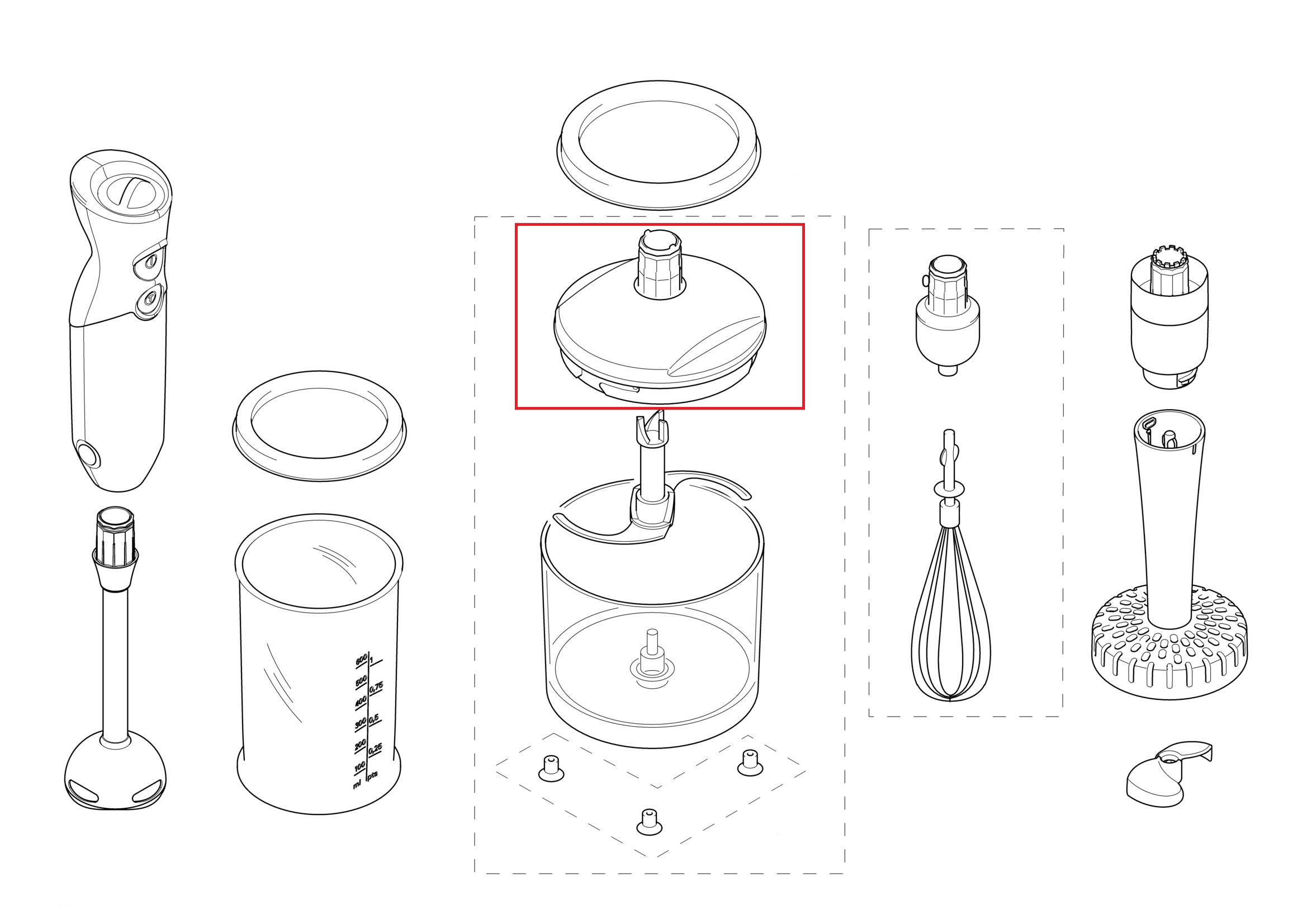 Крышка-редуктор для измельчителя блендера Bosch 12008247