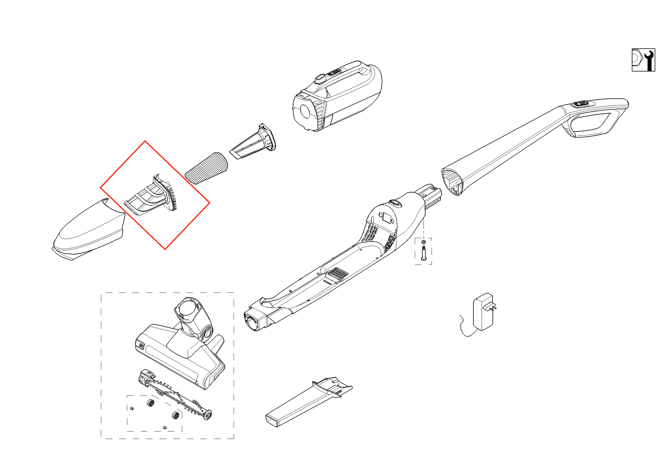 Фильтр-сетка для беспроводного пылесоса Bosch 12019015, внешний, с ручкой