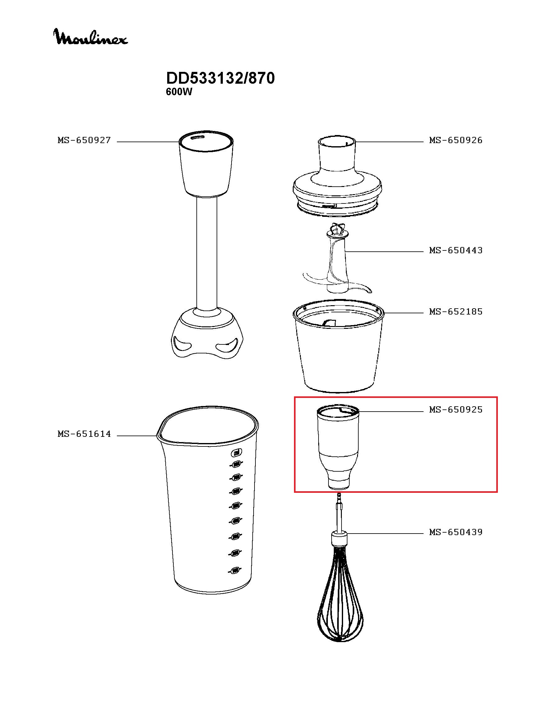 Редуктор венчика для блендера Moulinex MS-65092
