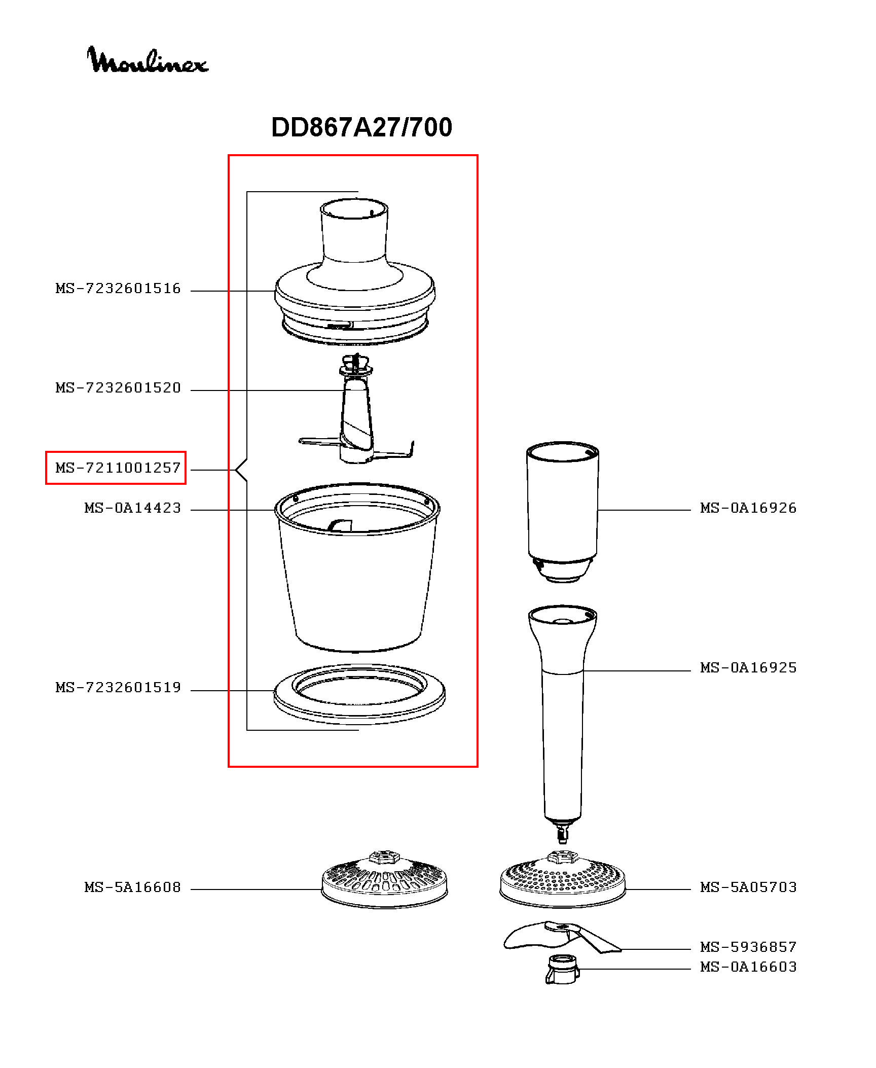 Насадка-измельчитель для блендера Moulinex MS-7211001615