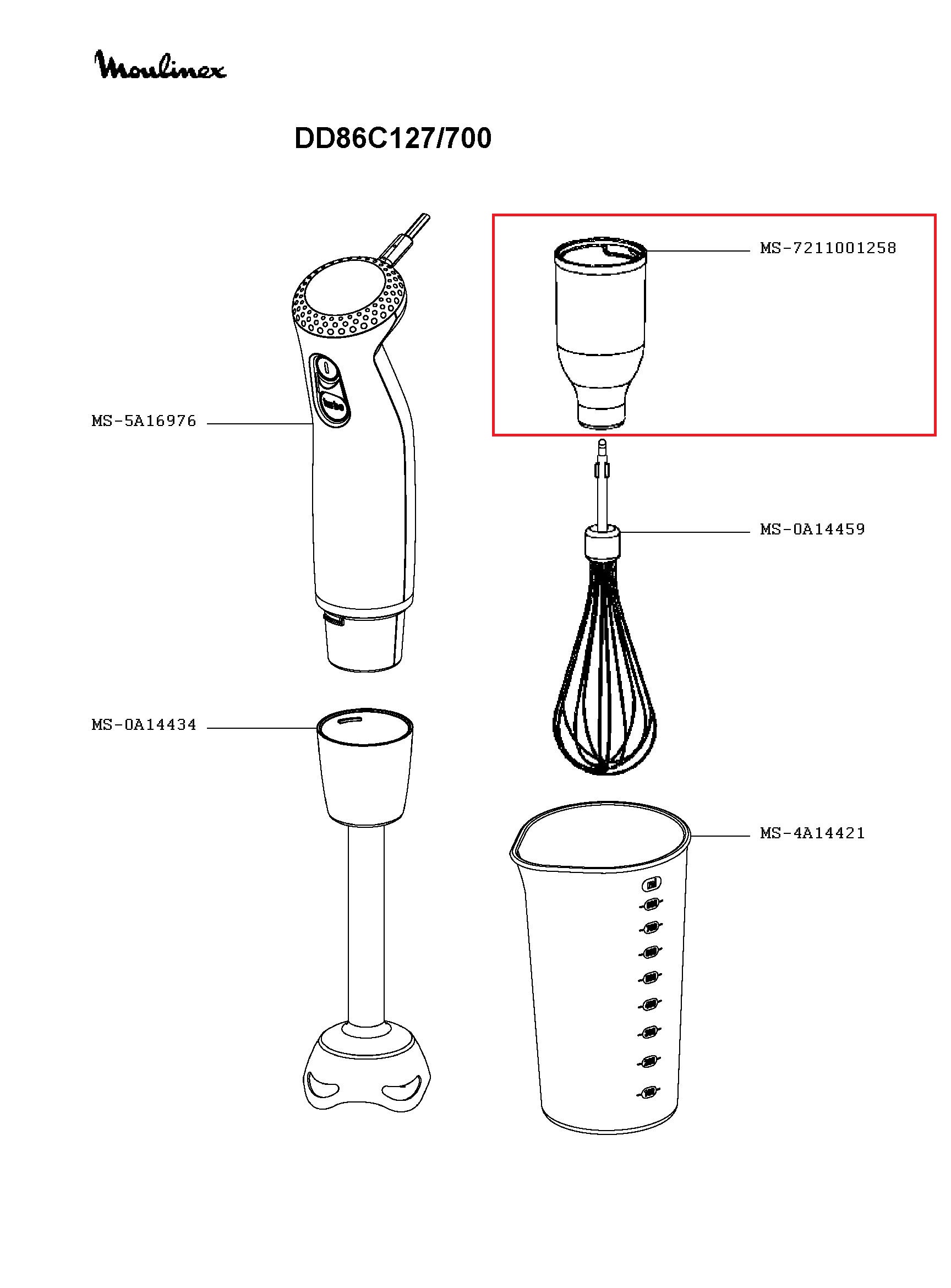 Редуктор венчика для блендера Moulinex MS-7211001258