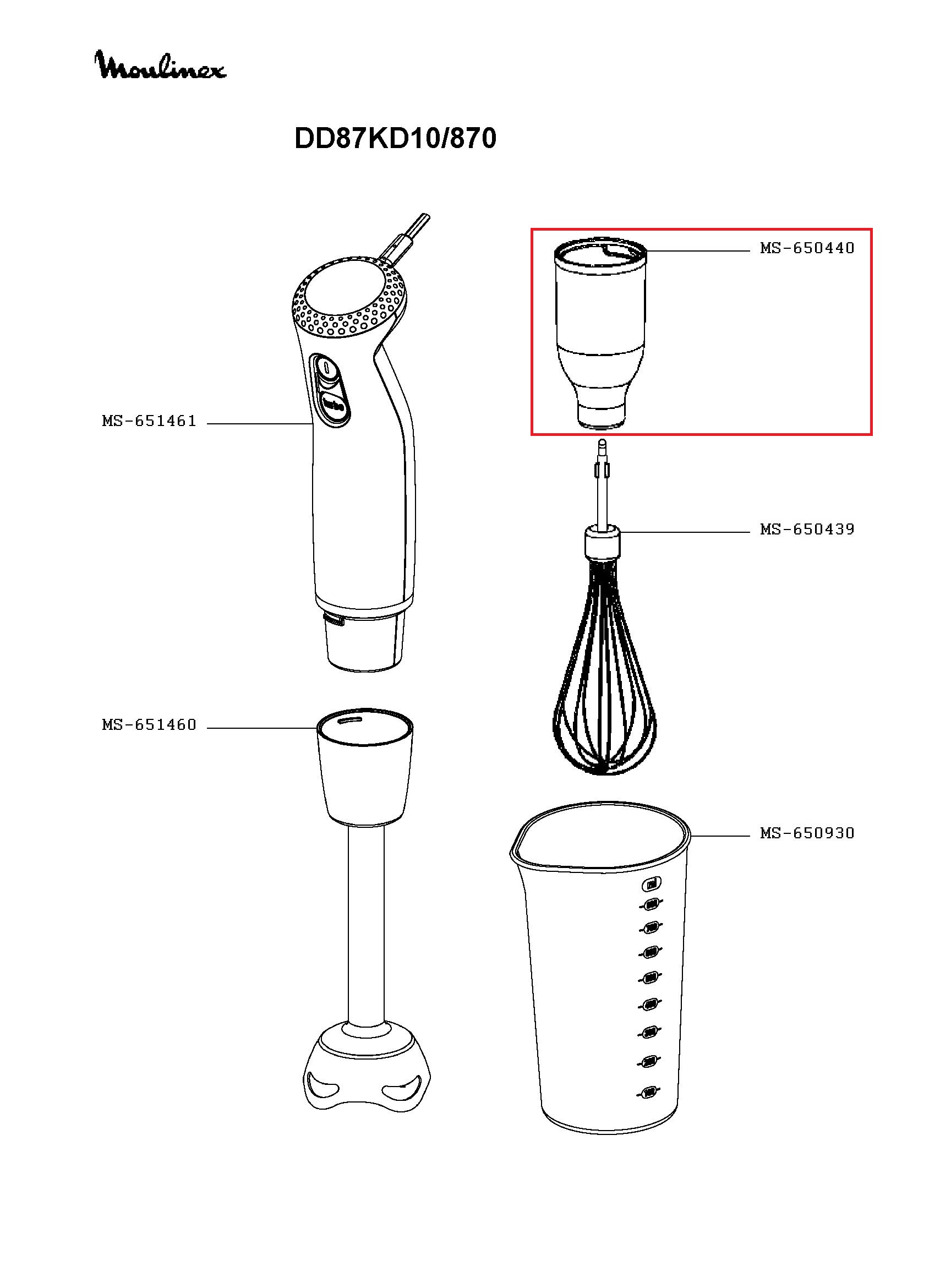 Редуктор венчика для блендера Moulinex MS-652228, MS-650440