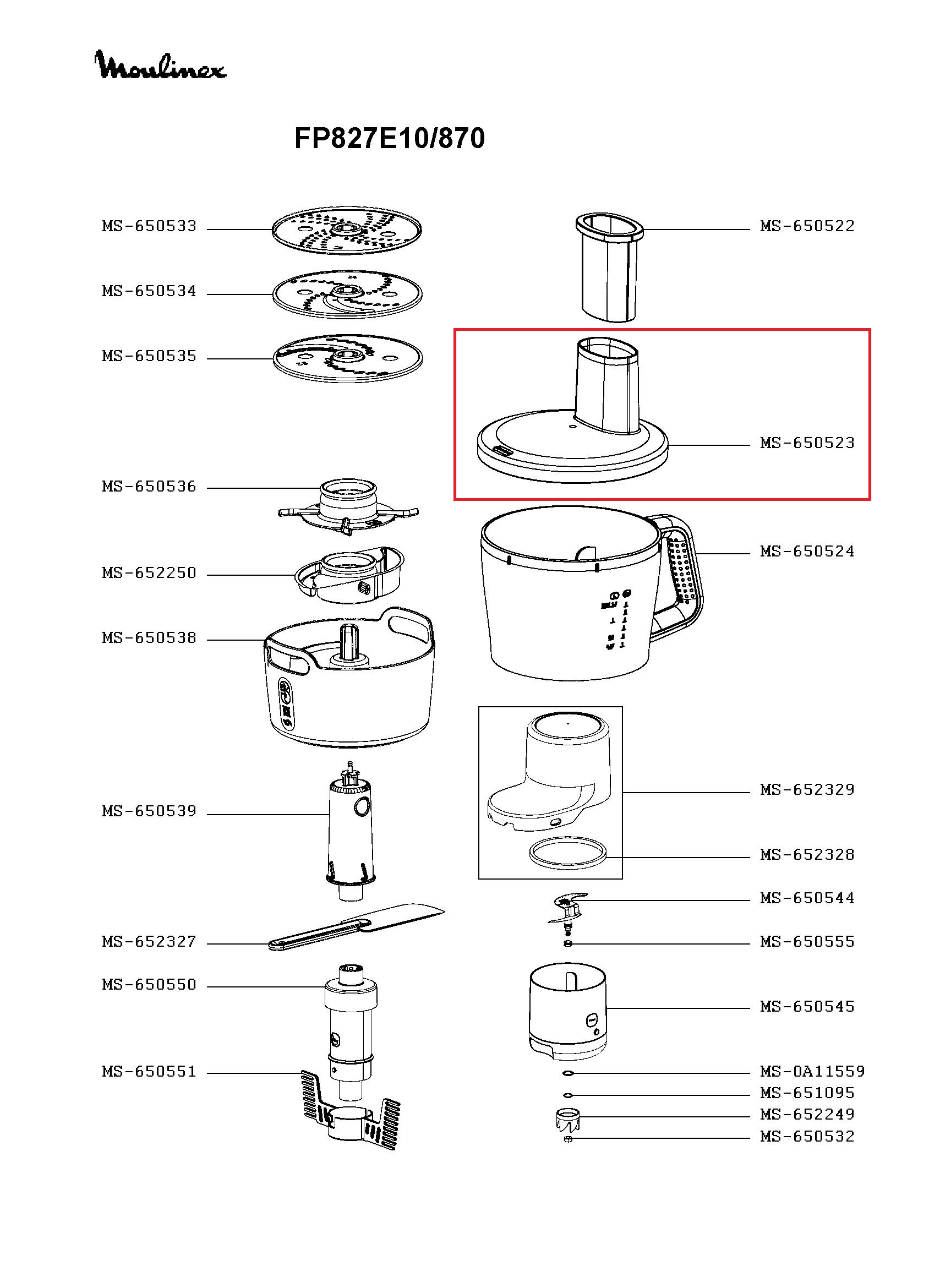 Крышка для кухонного комбайна Moulinex MS-650523