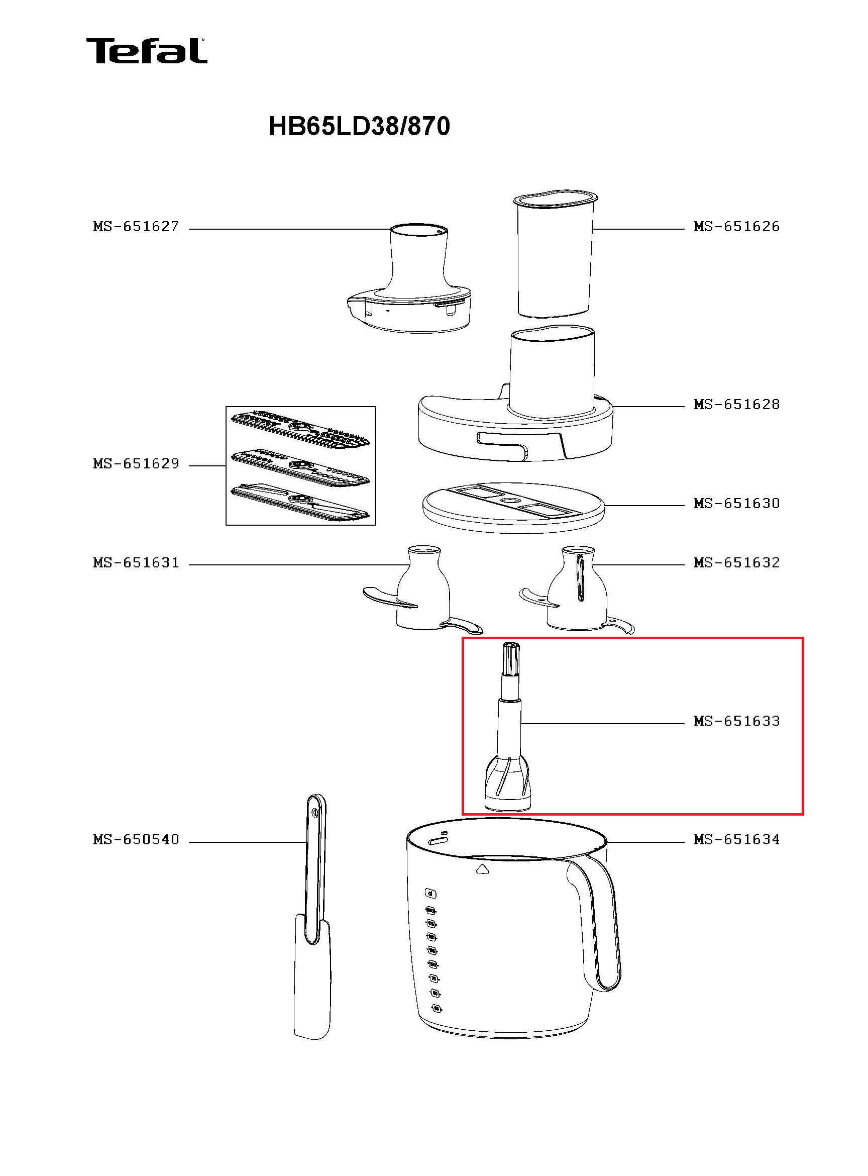 Шток в чашу измельчителя блендера Moulinex MS-651633