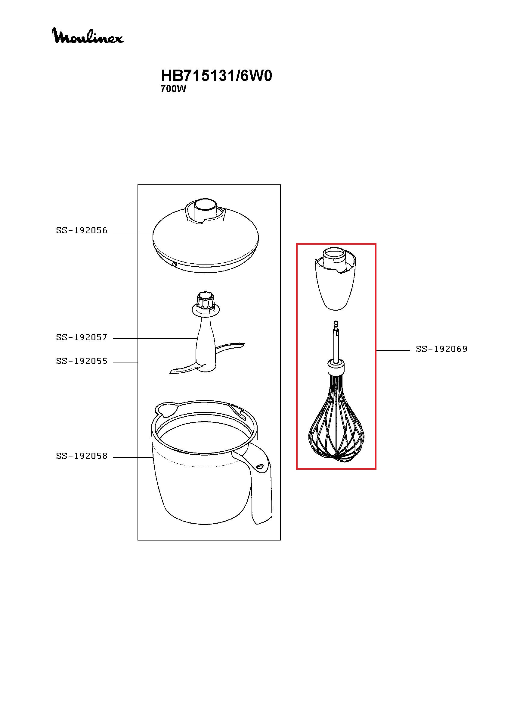 Венчик для погружного блендера Moulinex SS-192069 (с редуктором)