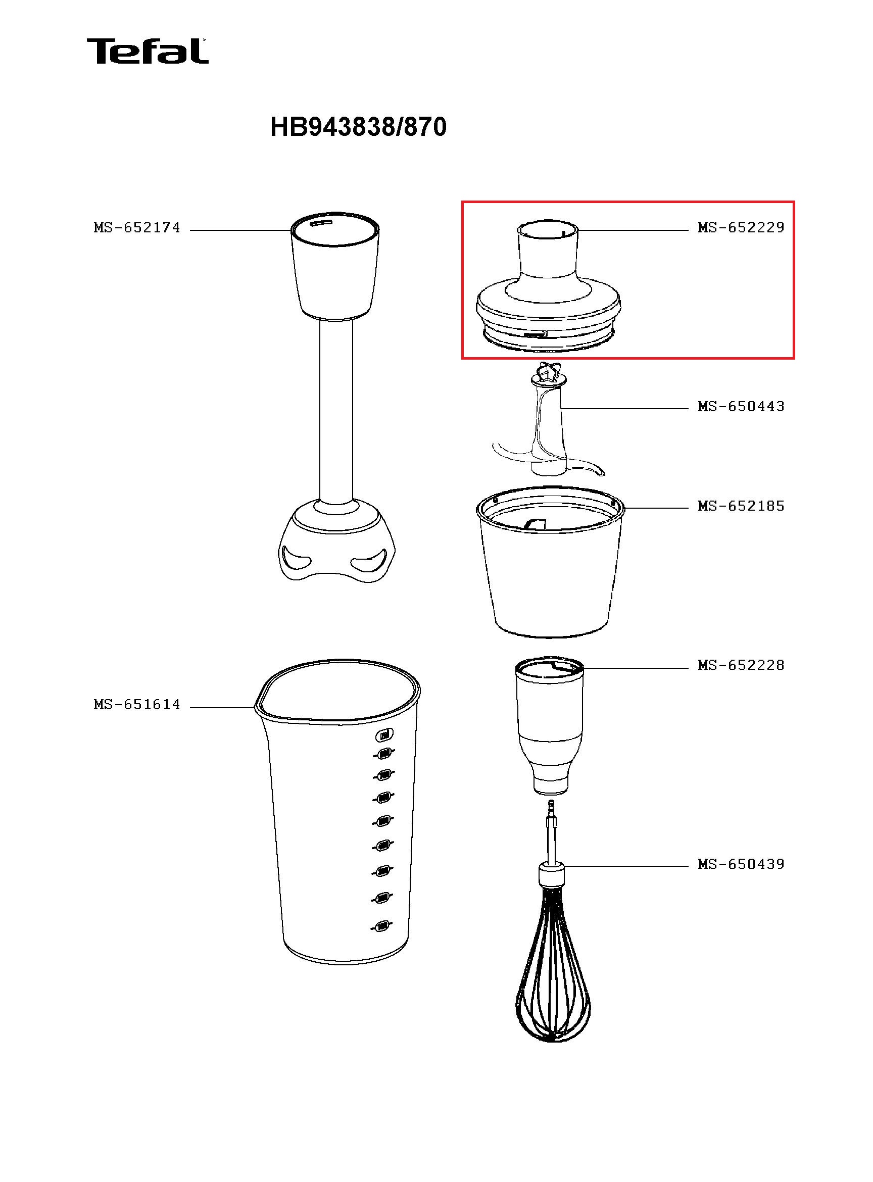 Крышка-редуктор для измельчителя блендера Tefal MS-652229