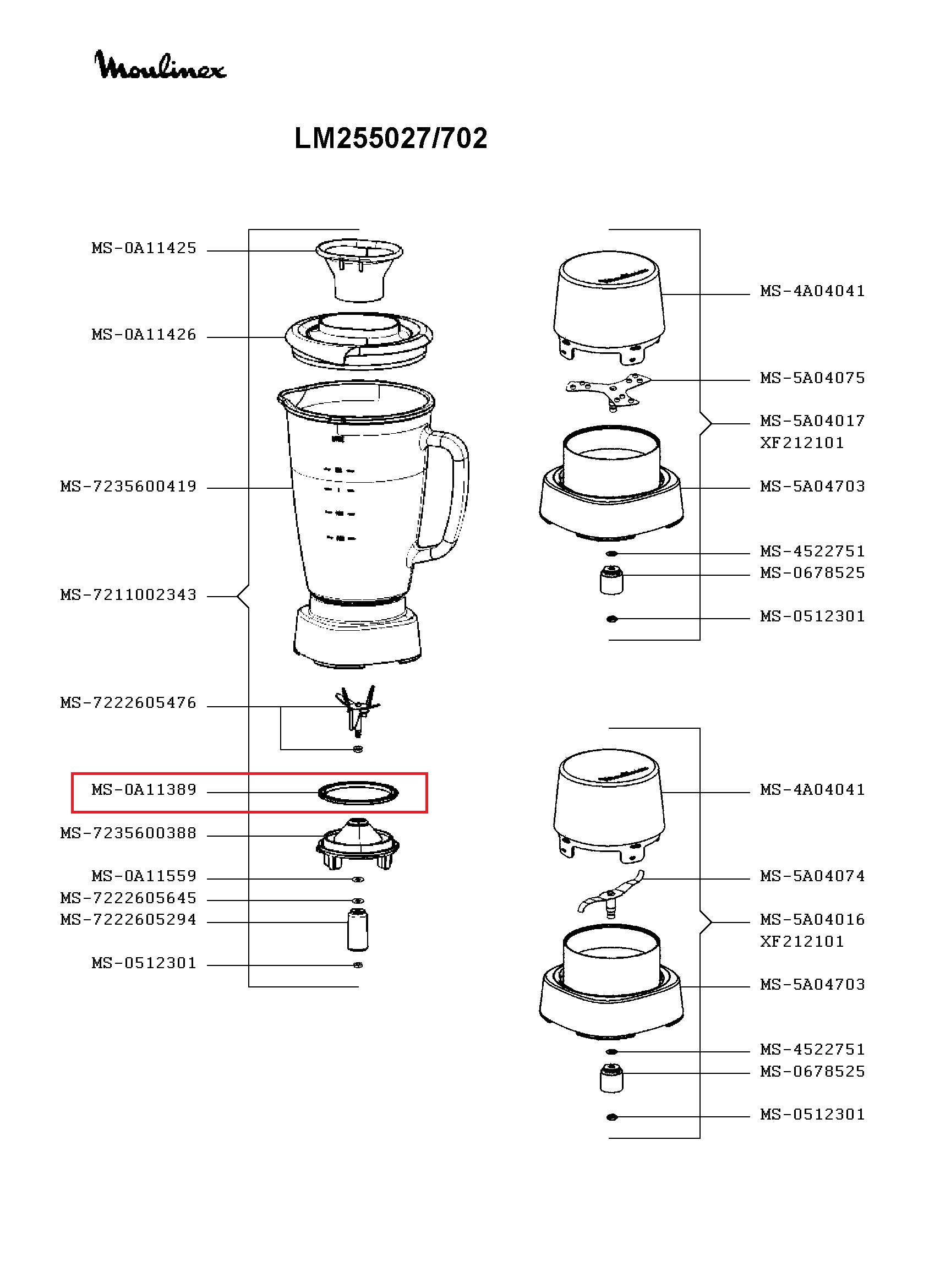 Уплотнитель основания чаши блендера Moulinex MS-0A11389