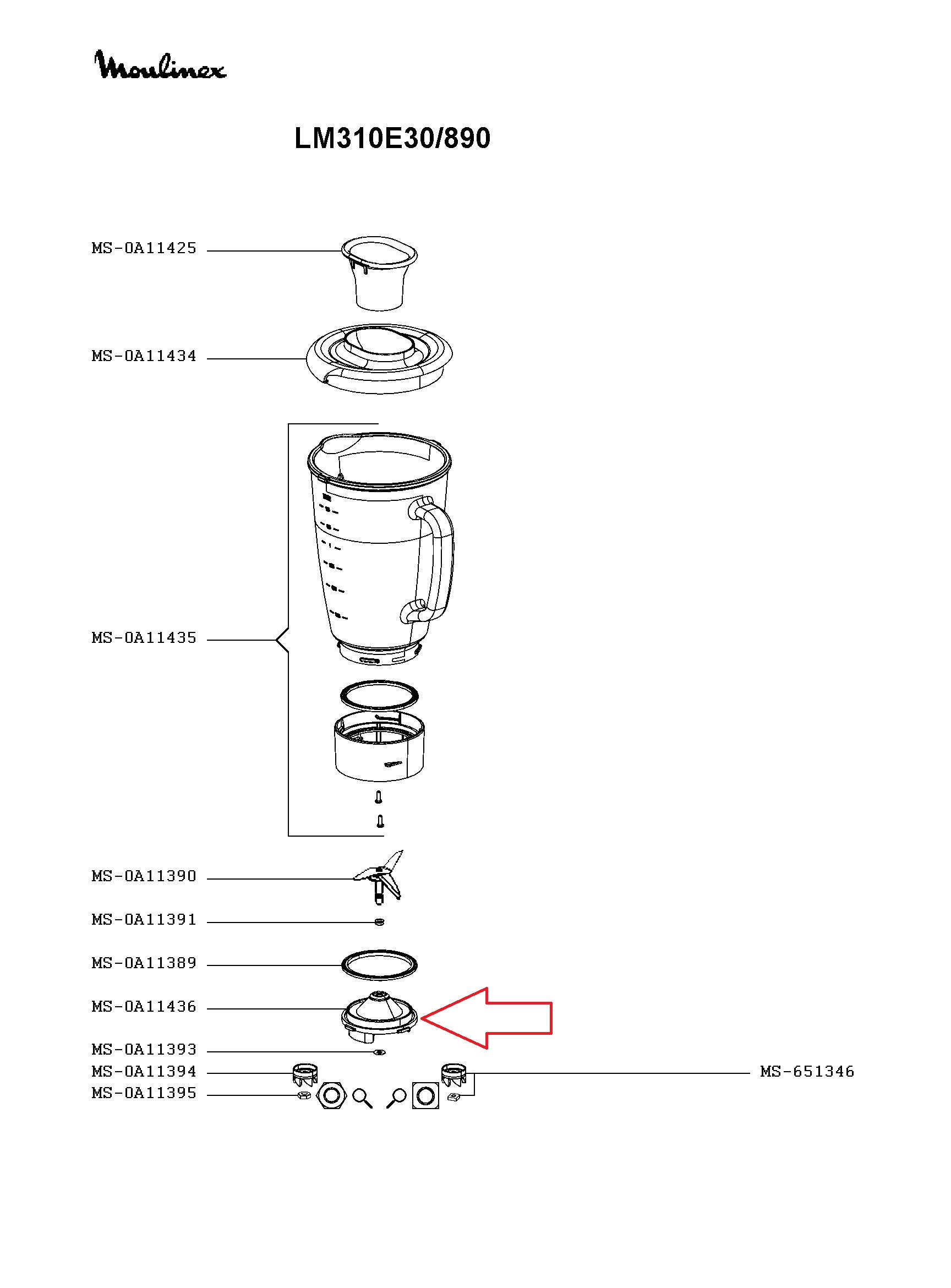 Держатель ножа для блендера Moulinex MS-0A11436