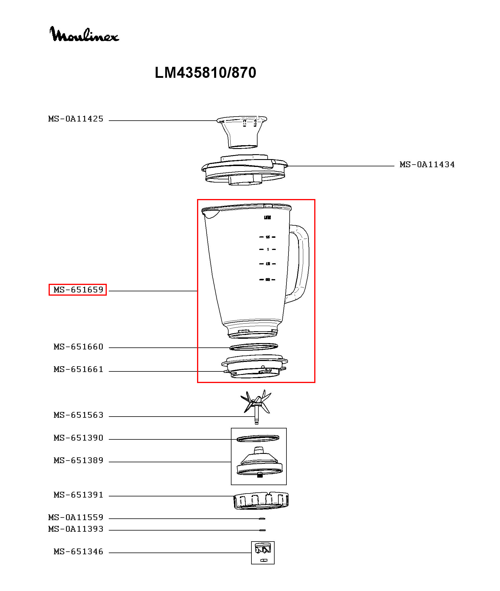 Чаша блендера Moulinex MS-651659