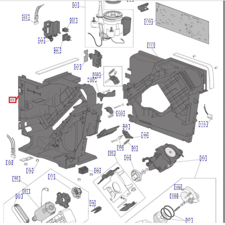 Левая часть корпуса заварочного блока кофемашины De'Longhi 5513243281