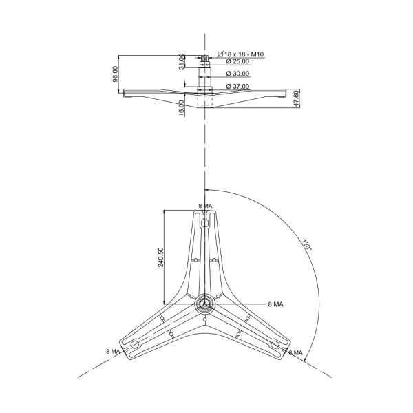 Крестовина барабана для стиральной машины Daewoo 361A300500 (EBI 736) (6205/6206, вал 96 мм)
