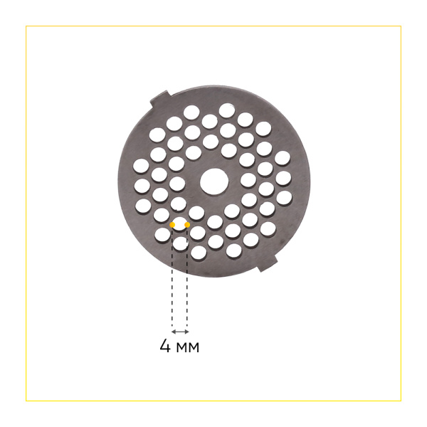 Решетка №2 основная для мясорубки Panasonic, Supra (D-54 паз. отв.4 мм, с ушками 5,6 мм)