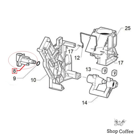 Штуцер заварочного блока кофемашины 421945002571