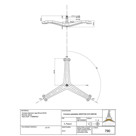Крестовина барабана для стиральной машины Ariston, Indesit 2101388180 (EBI790) (6202/6203, вал 63,4мм)