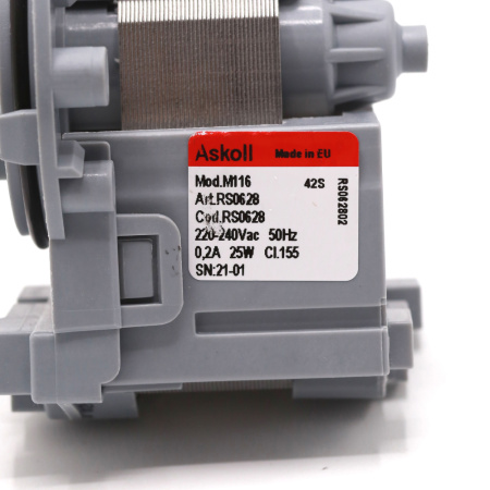 Насос сливной Askoll для стиральной машины, 3 самореза, клеммы вперед раздельно, PMP005UN