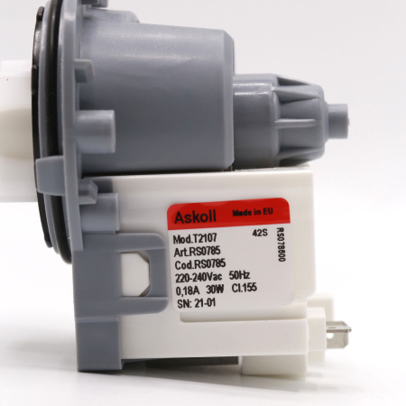 Насос сливной Аskoll для стиральной машины, 3 самореза, клеммы назад раздельно, T2107 