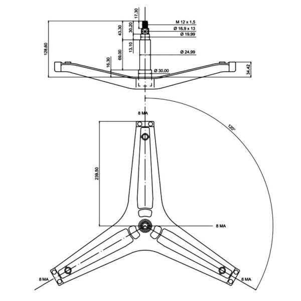 Крестовина барабана для стиральной машины Samsung DC97-17602A, EBI747 (6204/6205, вал 129 мм)