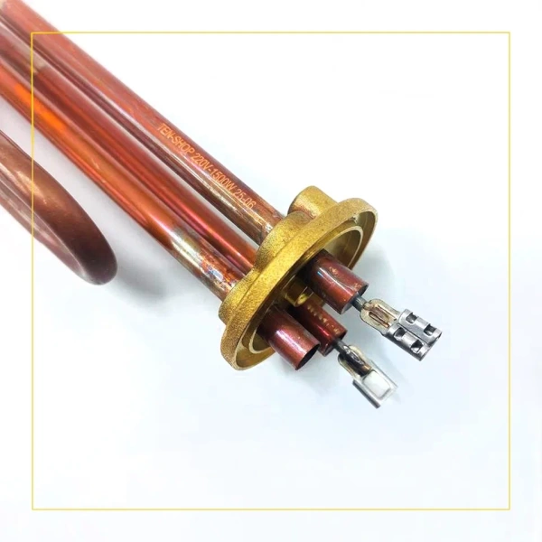 ТЭН бойлера 1500W, фланец MTS, длинные контакты, Г-образный, под анод М6, медь