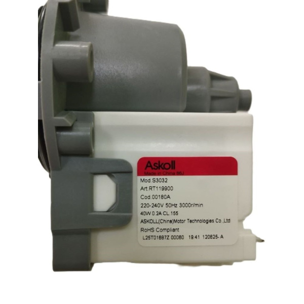 Насос сливной Аskoll для стиральной машины, 3 самореза, клеммы назад раздельно Насос сливной Аskoll для стиральной машины, 3 самореза, клеммы назад раздельно