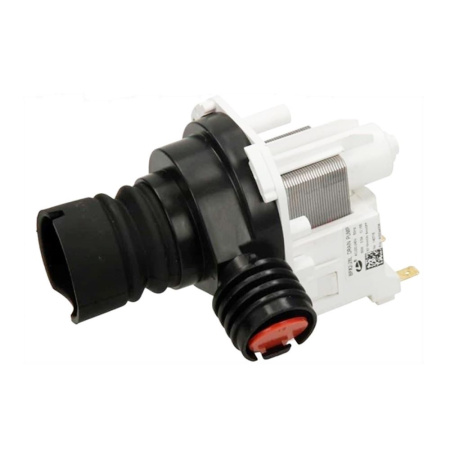 Насос сливной для посудомоечной машины, 3 защелки, клеммы назад раздельно 140000443022, с камерой насоса и патрубком