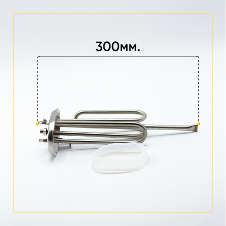 ТЭН для водонагревателя с прокладкой 2500W, RF, фланец 80/110 мм, под анод М5, нерж.